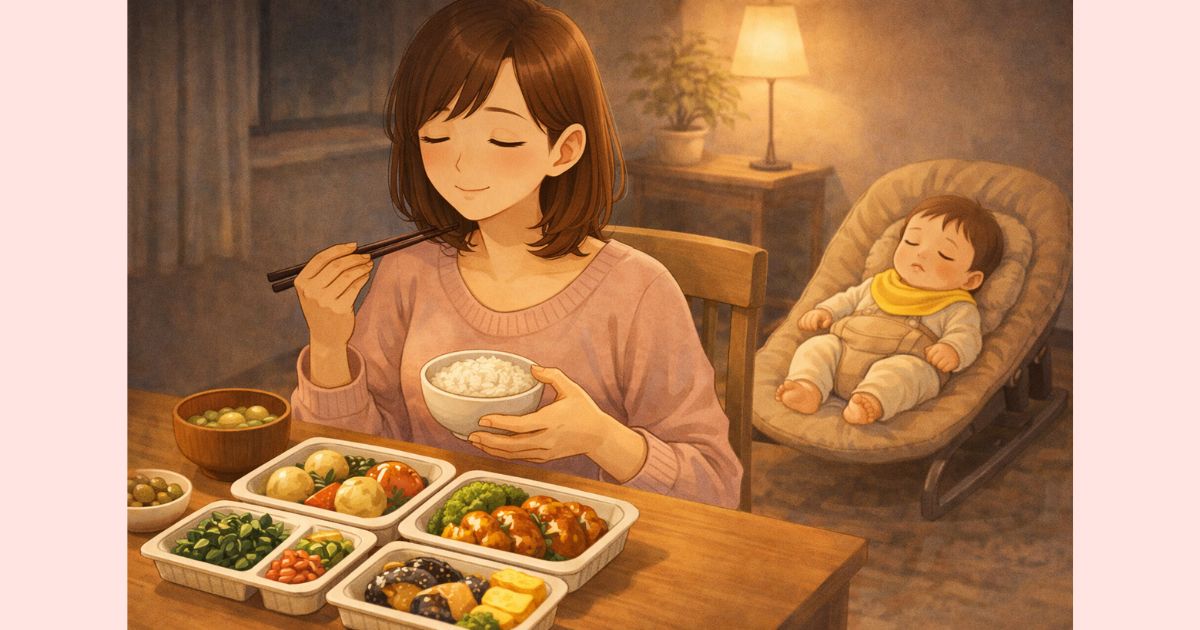 夫が帰らない夜でも宅配弁当で落ち着いて過ごせる産後ママ